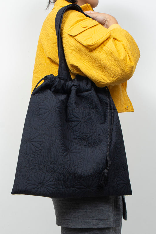 KIKU Quilted Tote Bag Black