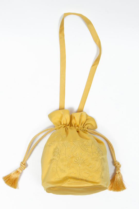 KIKU Embroidered Drawstring Bag Yellow