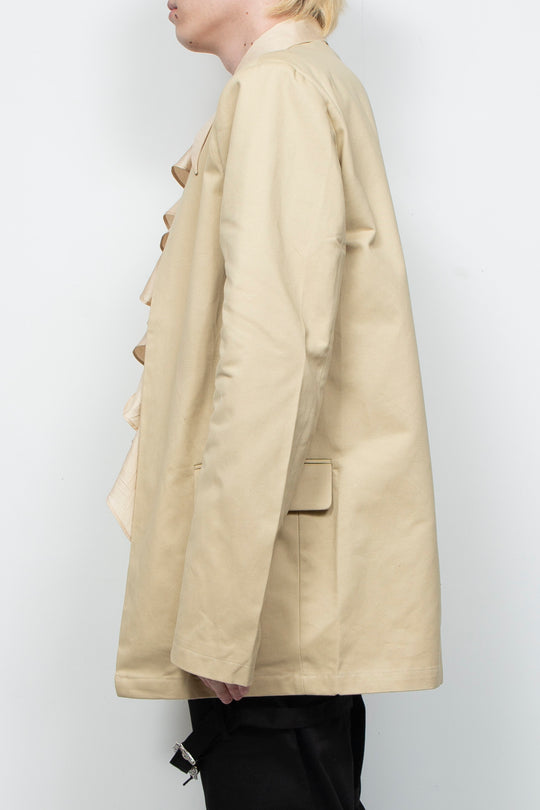 Beige double-layer suit with ruffles