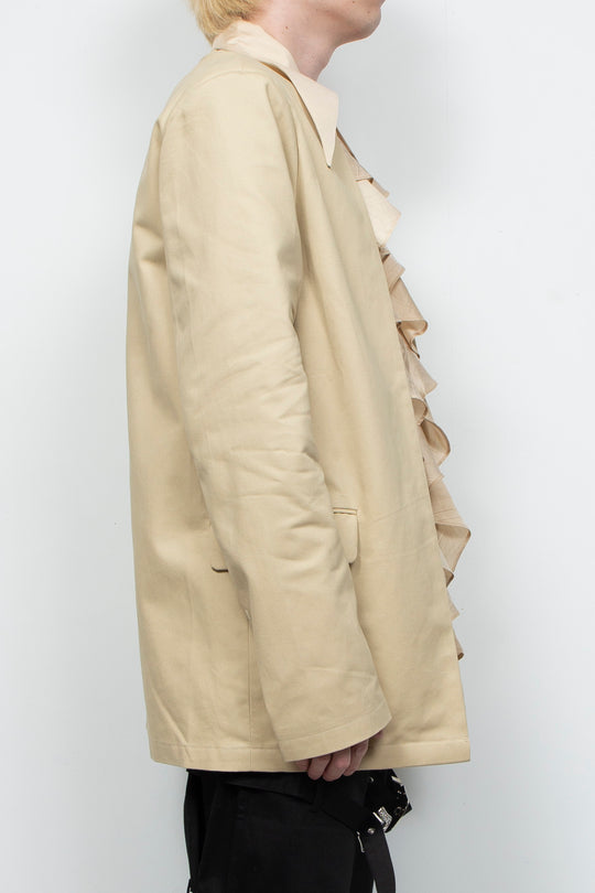 Beige double-layer suit with ruffles