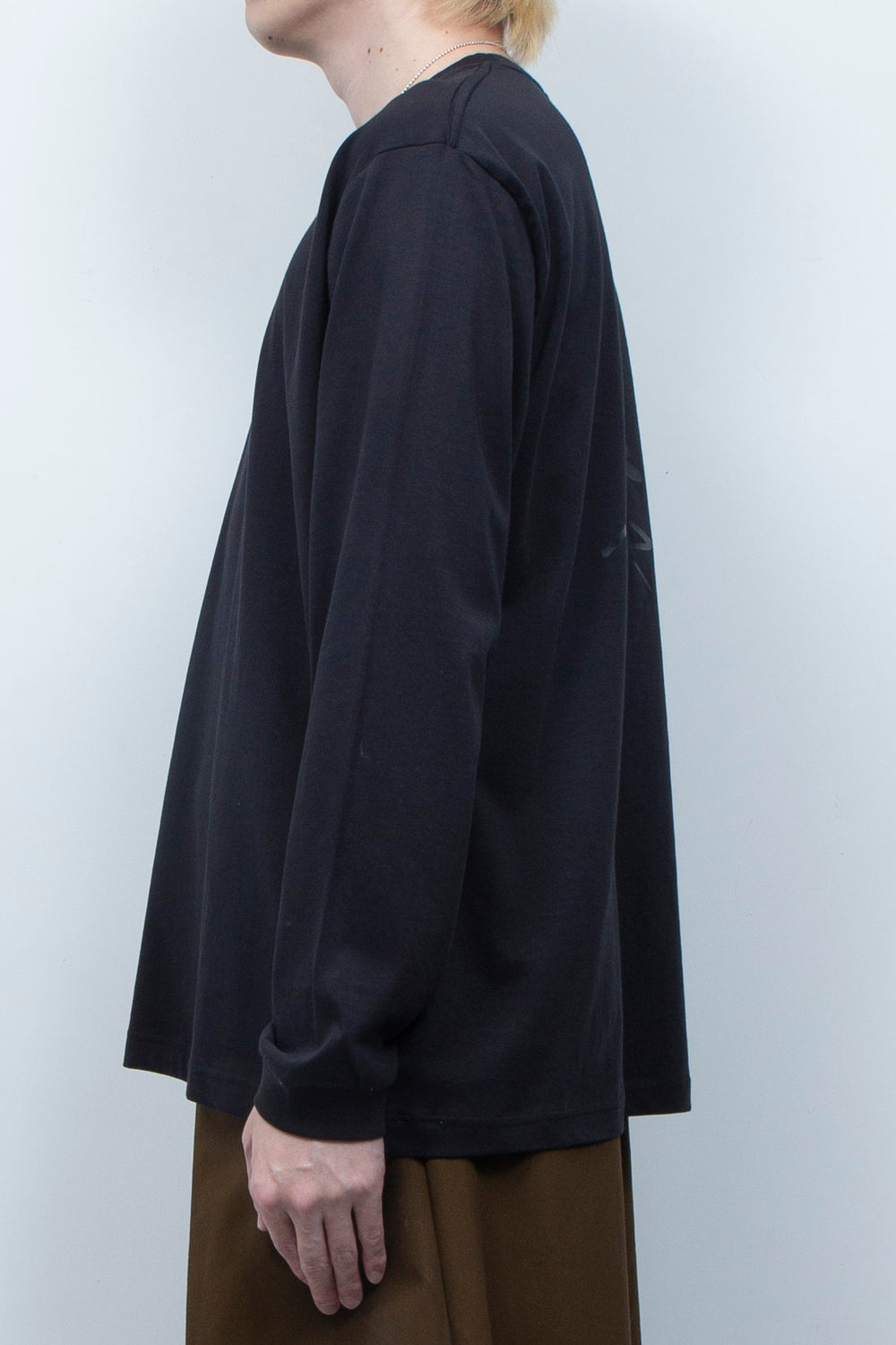 SPINE LONG TEE MATERIAL TYPE:A (BK×BK)