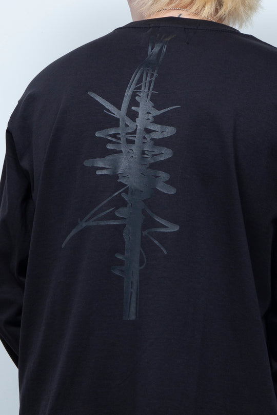SPINE LONG TEE MATERIAL TYPE:A (BK×BK)