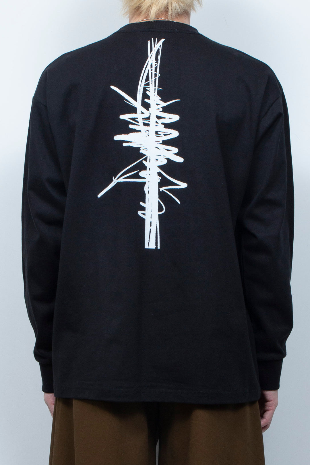 SPINE LONG TEE MATERIAL TYPE:B (BK×WH)