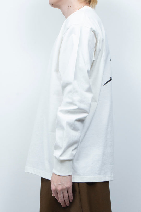 SPINE LONG TEE MATERIAL TYPE:B (WH×BK)