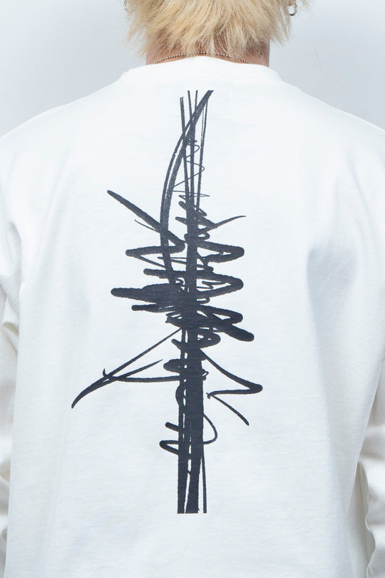 SPINE LONG TEE MATERIAL TYPE:B (WH×BK)