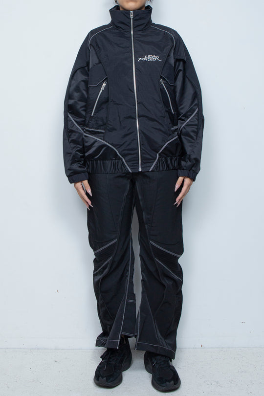 ナイロン重ねジップブルゾン BLACK