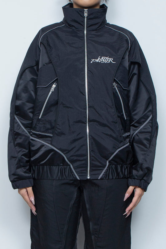 ナイロン重ねジップブルゾン BLACK
