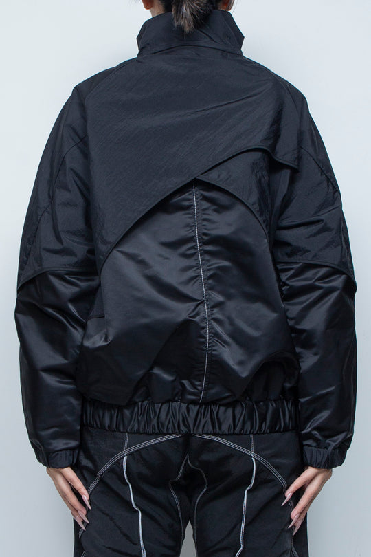 ナイロン重ねジップブルゾン BLACK