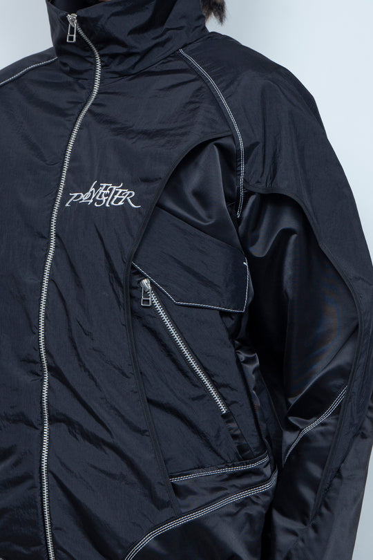 ナイロン重ねジップブルゾン BLACK