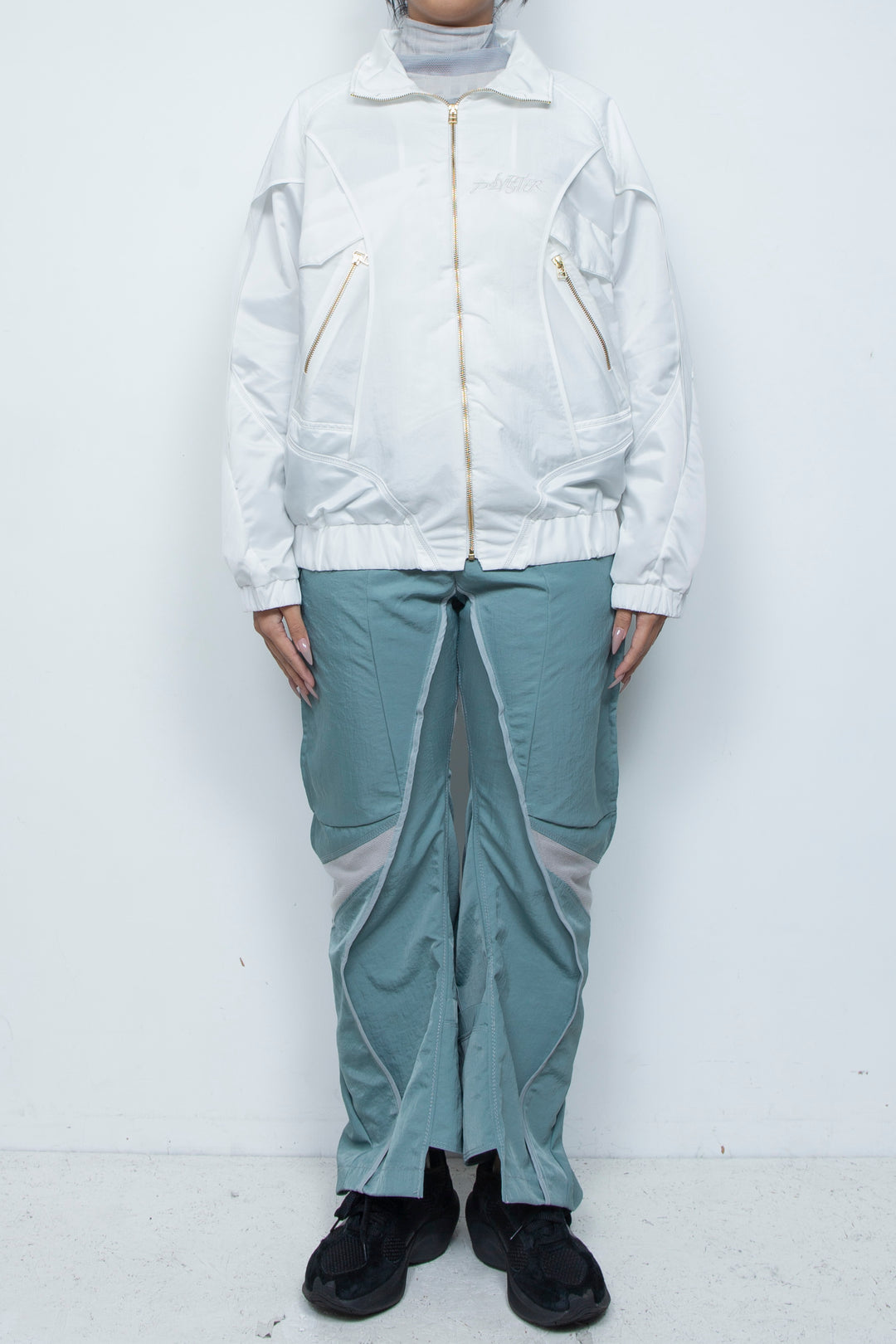 ナイロン重ねジップブルゾン WHITE