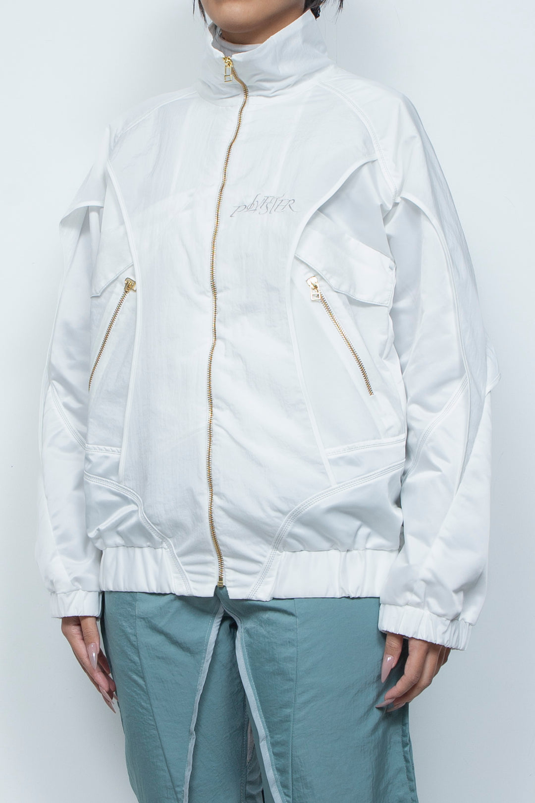 ナイロン重ねジップブルゾン WHITE