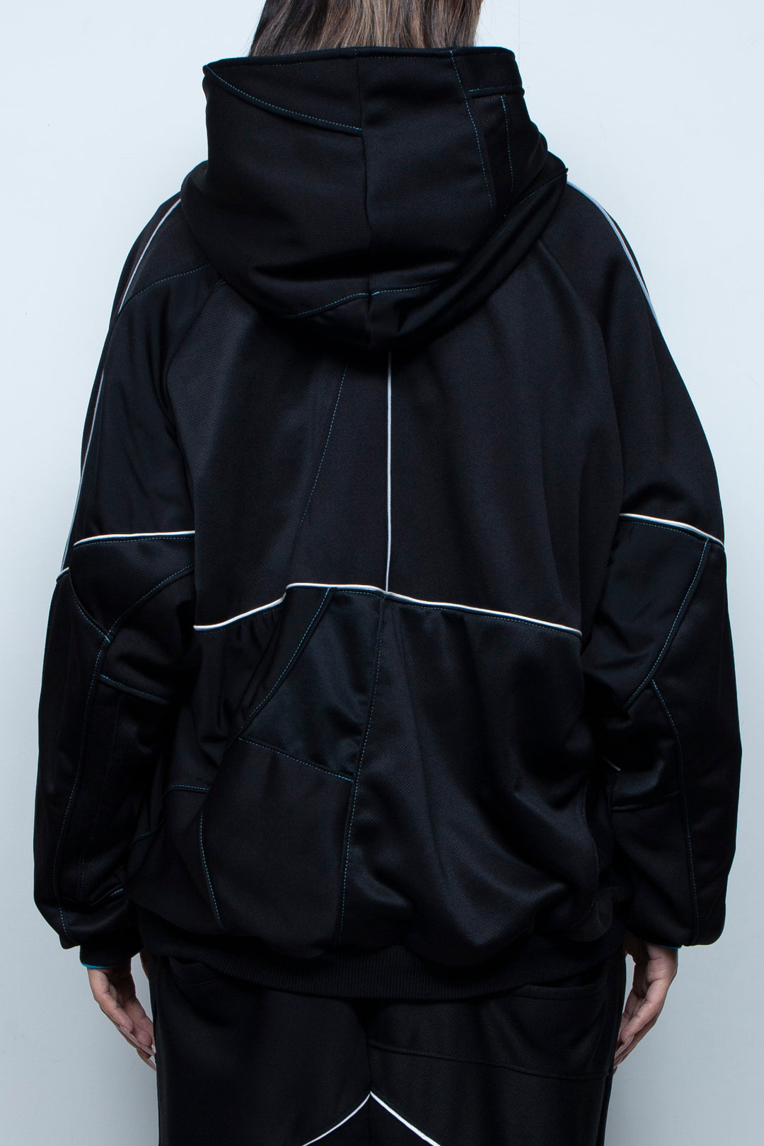 Parentheses Zip Short Hoodie Black×Neon