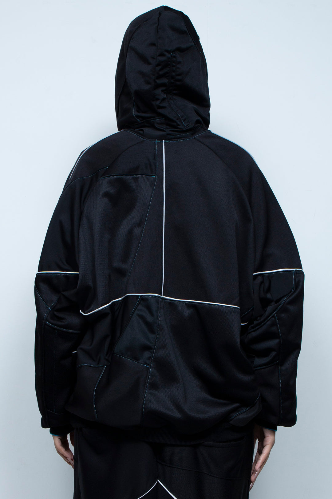 Parentheses Zip Short Hoodie Black×Neon