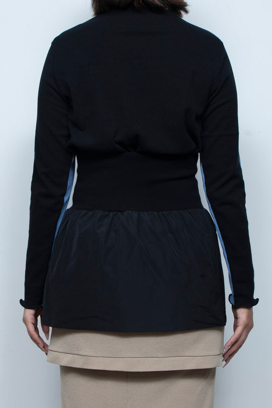 Rib Waist Balloon Skirt Black