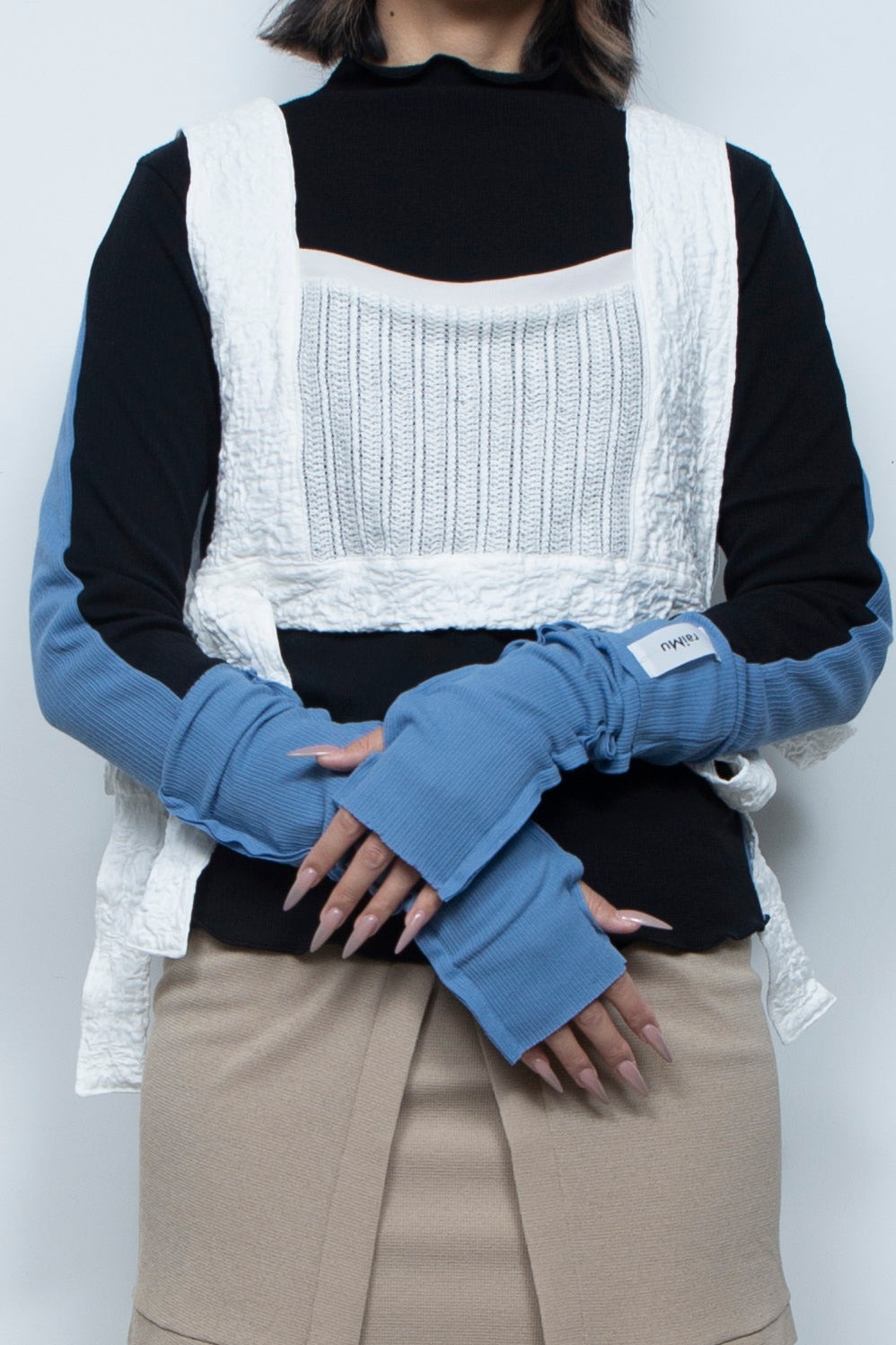 Rib Knit Arm Cover Blue