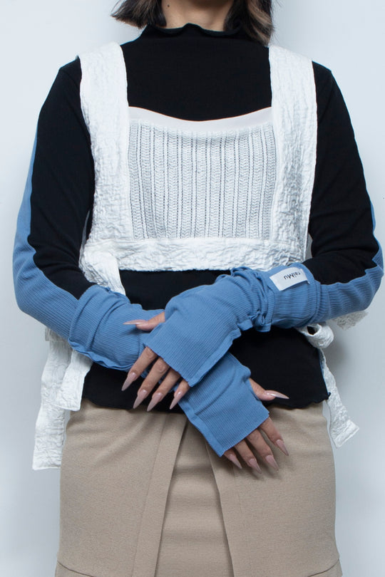 Rib Knit Arm Cover Blue
