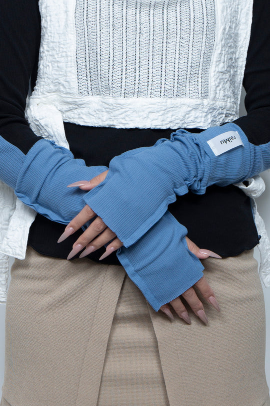 Rib Knit Arm Cover Blue