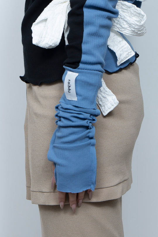 Rib Knit Arm Cover Blue