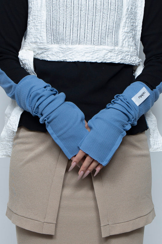 Rib Knit Arm Cover Blue