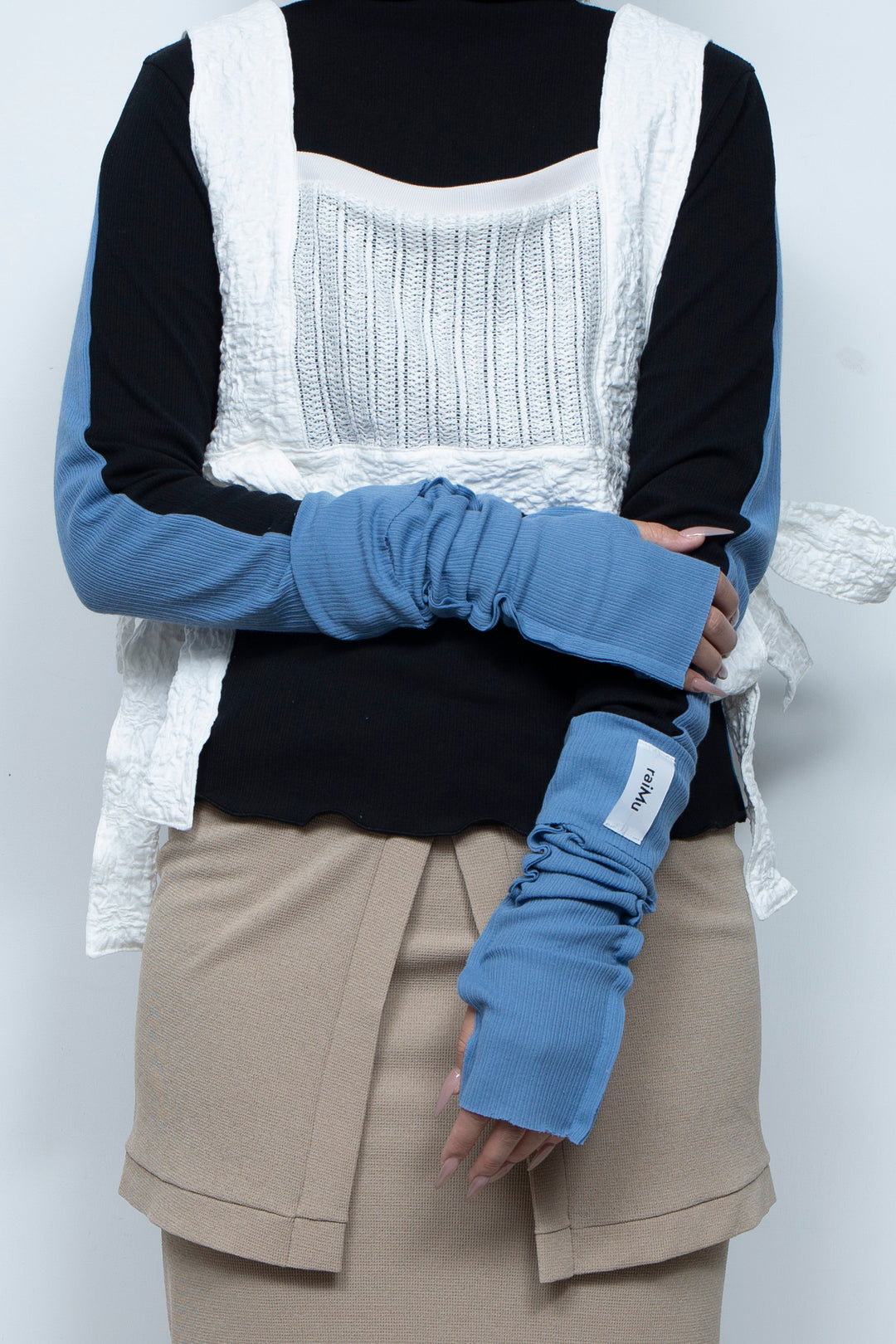 Rib Knit Arm Cover Blue