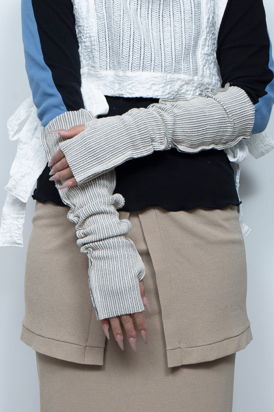 Rib Knit Arm Cover White