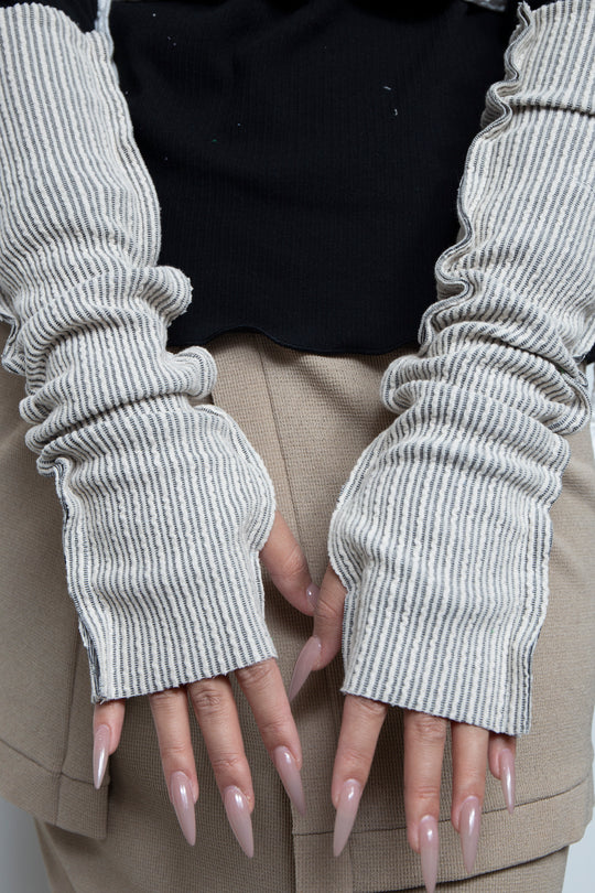 Rib Knit Arm Cover White