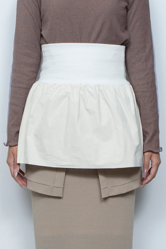 Rib Waist Balloon Skirt White