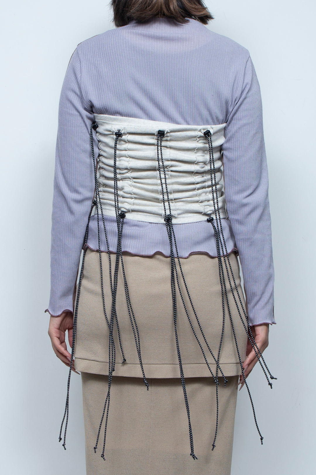 Cord gathered tube top Ivory