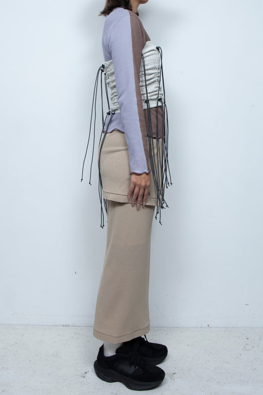 Cord gathered tube top Ivory