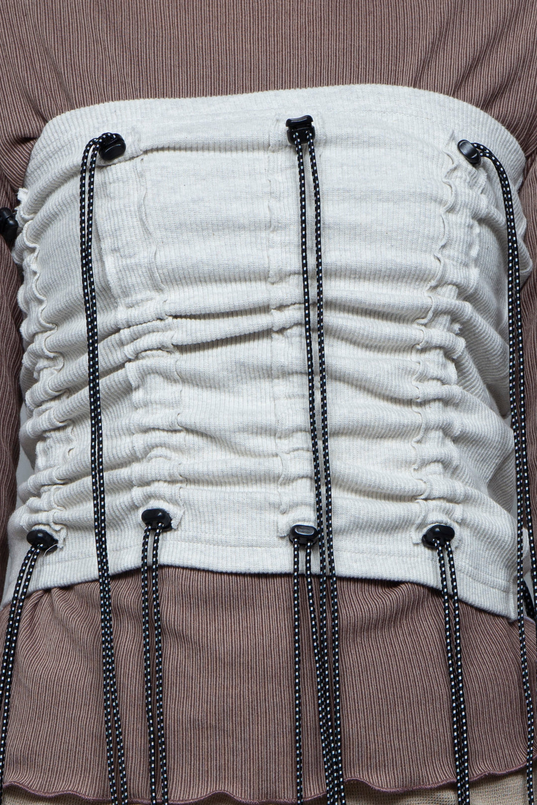 Cord gathered tube top Ivory