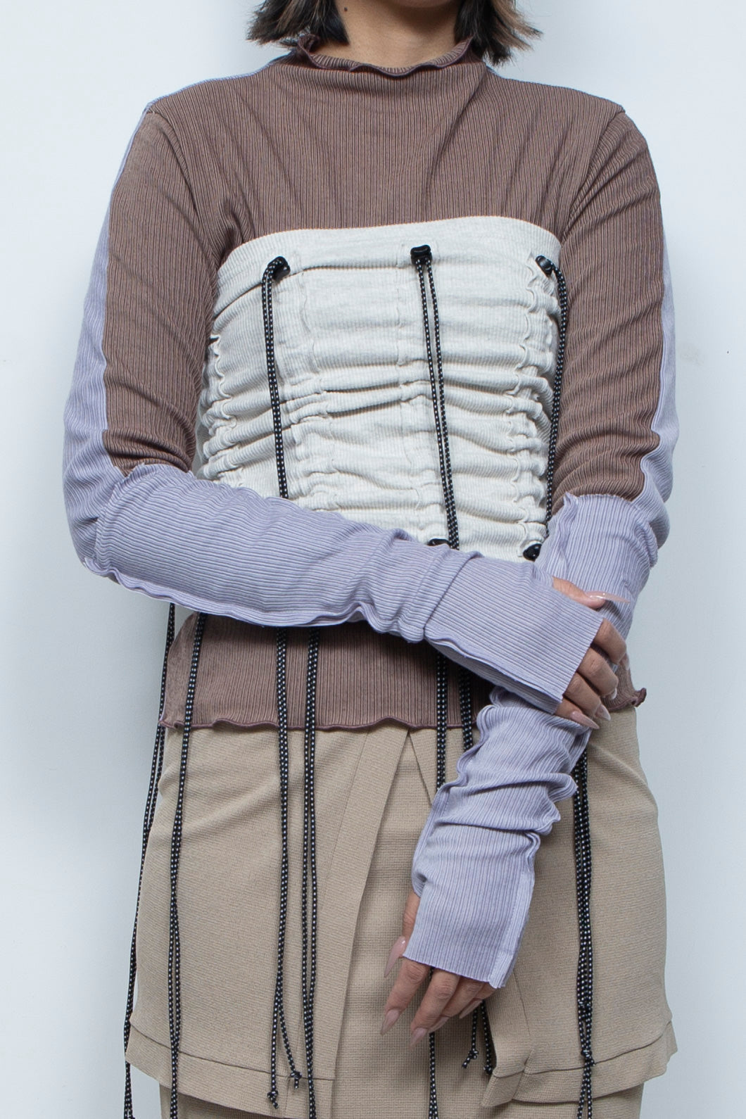 Rib Knit Arm Cover Purple