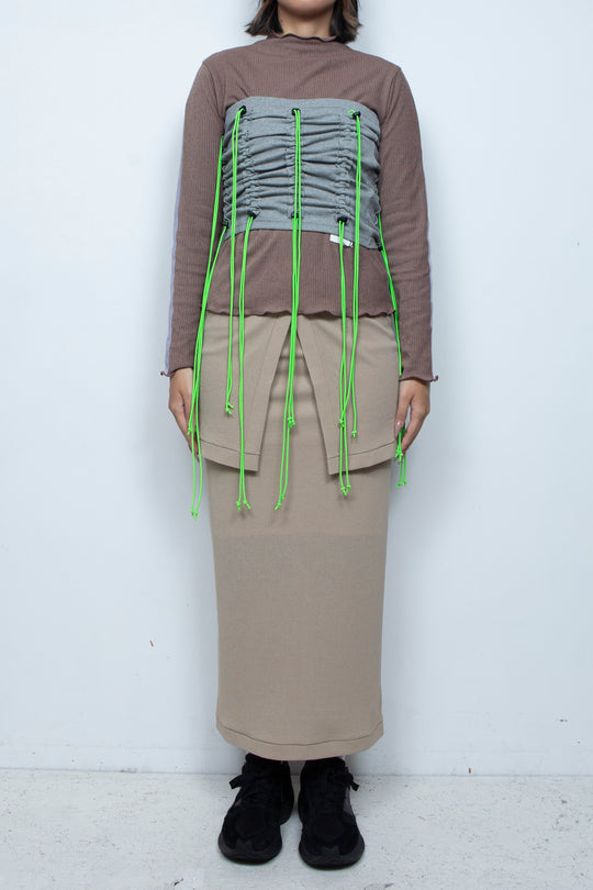 Cord gathered tube top Gray