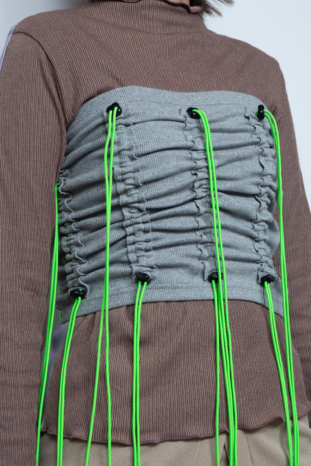 Cord gathered tube top Gray