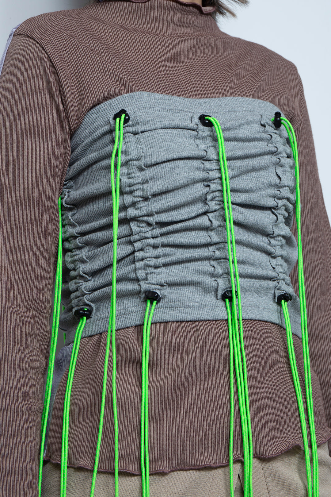 Cord gathered tube top Gray