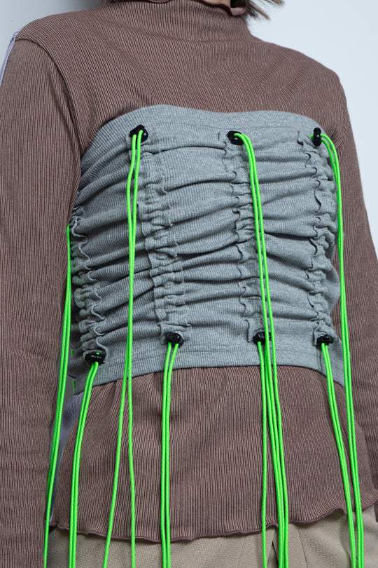 Cord gathered tube top Gray