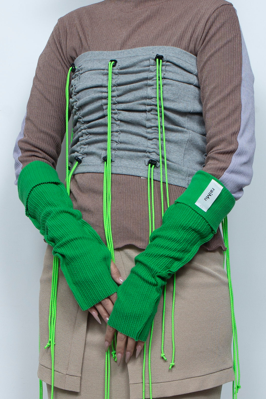 Rib Knit Arm Cover Green