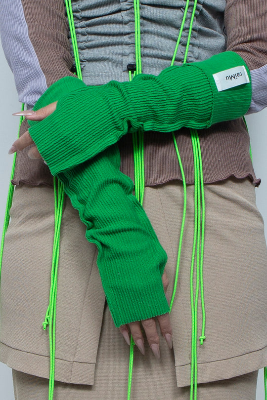 Rib Knit Arm Cover Green