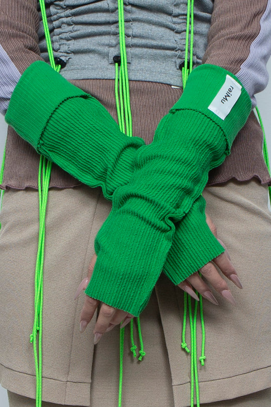 Rib Knit Arm Cover Green