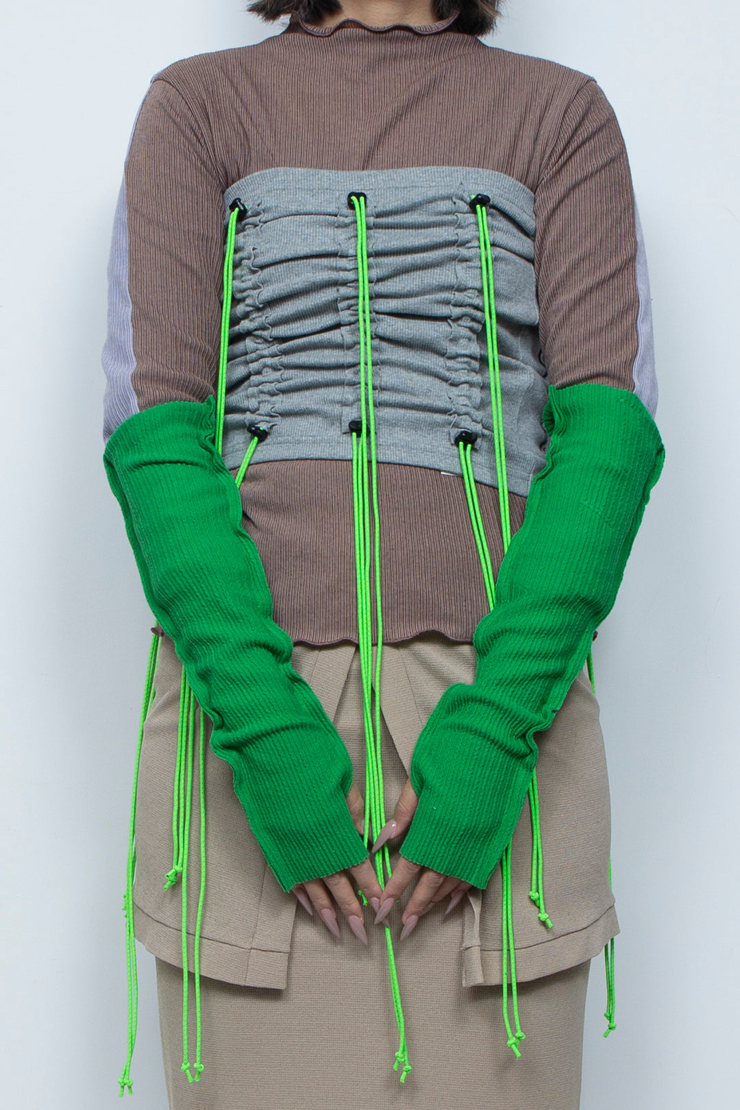 Rib Knit Arm Cover Green