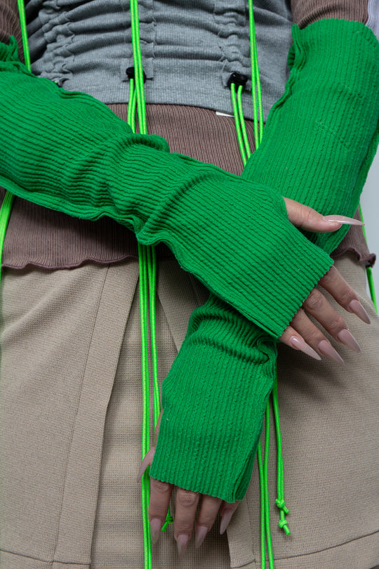 Rib Knit Arm Cover Green