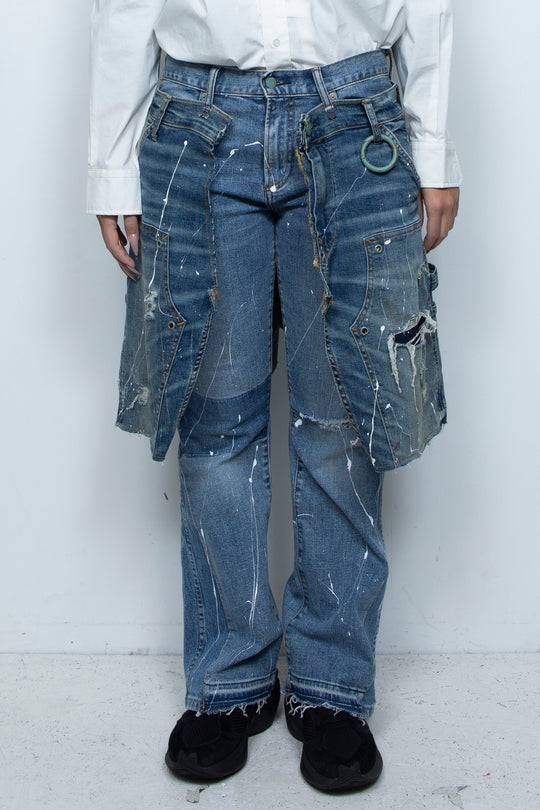 WRAPPED FLARE PAINTER JEANS