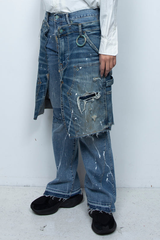 WRAPPED FLARE PAINTER JEANS