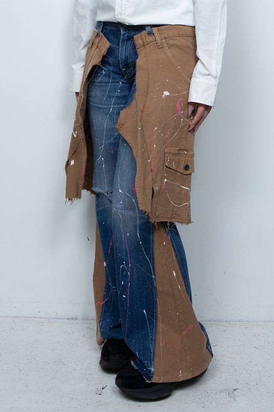 WRAPPED HAND PAINTING FLARE JEANS