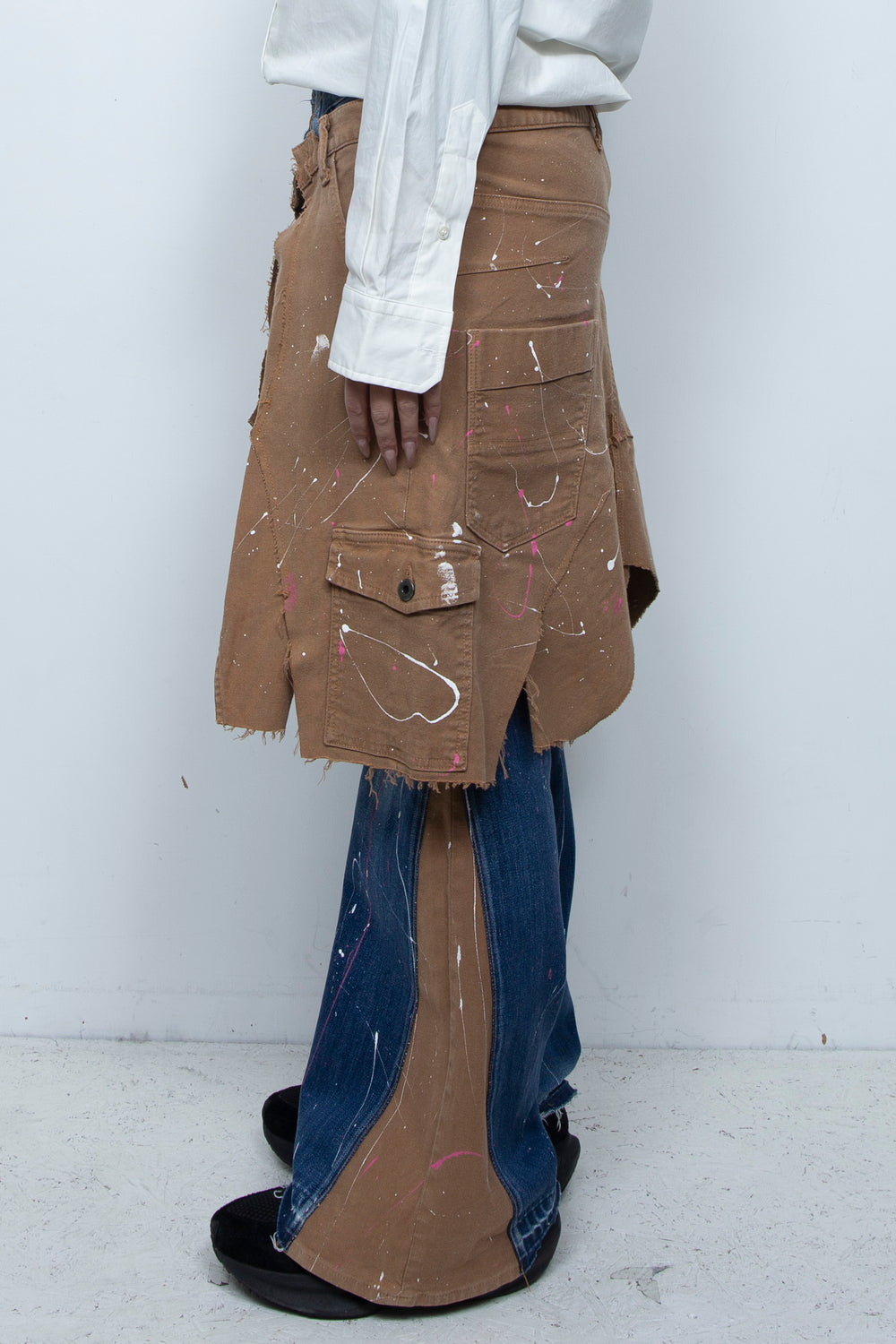 WRAPPED HAND PAINTING FLARE JEANS