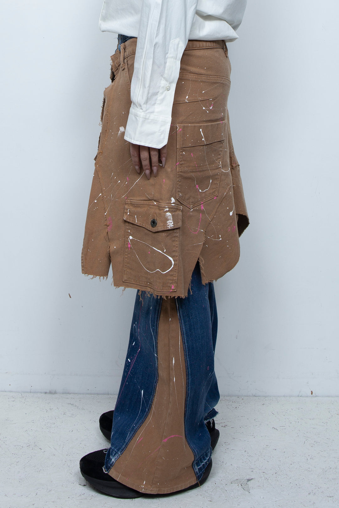 WRAPPED HAND PAINTING FLARE JEANS