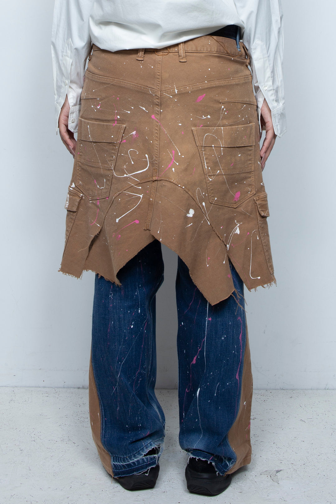 WRAPPED HAND PAINTING FLARE JEANS