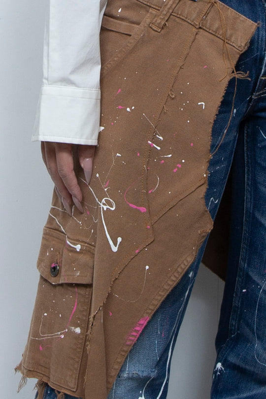WRAPPED HAND PAINTING FLARE JEANS