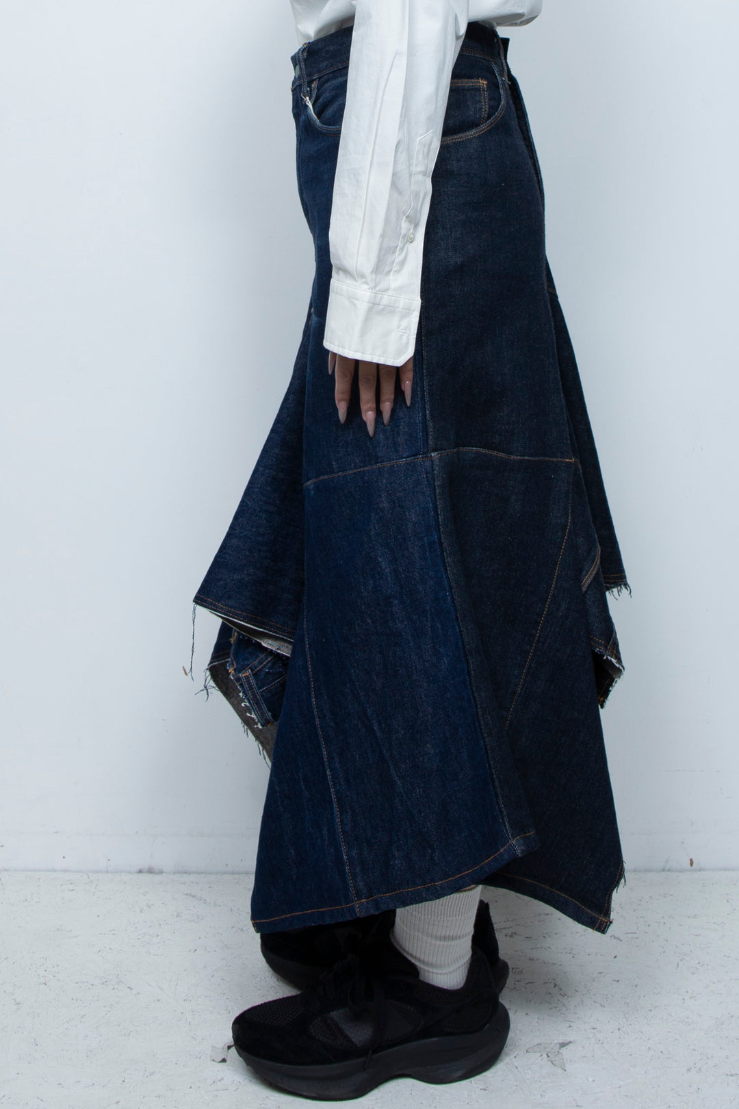 DENIM DOUBLE FLARE SKIRT