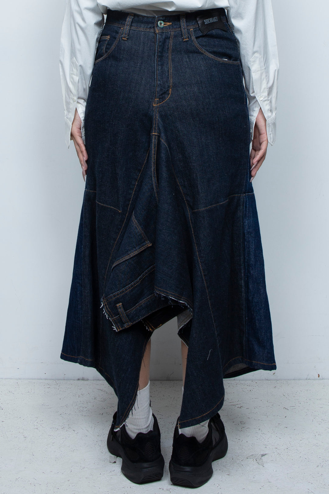 DENIM DOUBLE FLARE SKIRT