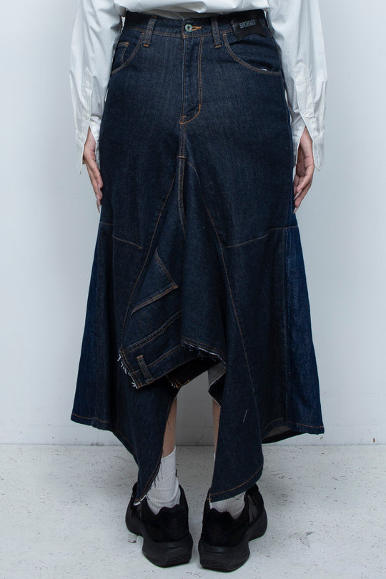 DENIM DOUBLE FLARE SKIRT